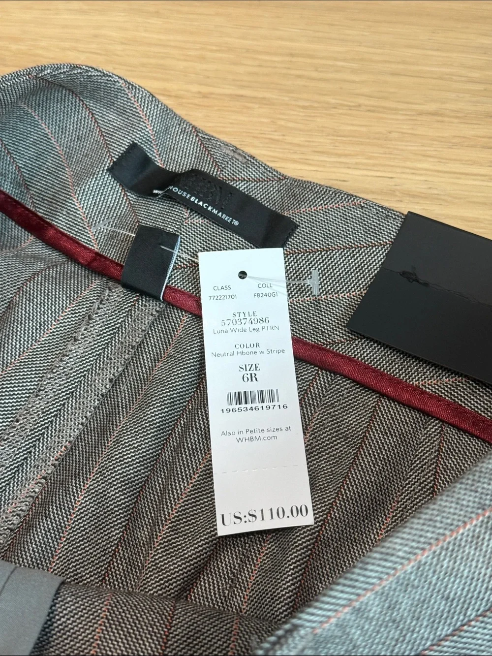 White House Black Market Gray Pinstripe Wide-Leg Dress Pants